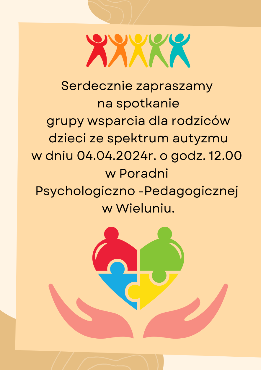 Serdecznie zapraszamy na spotkanie grupy wsparcia dla rodziców dzieci z autyzmem w dniu 14.12.2023r. o godz. 12
